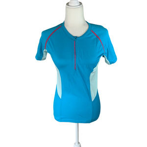 Helly Hansen 1/4 Zip Pace Training Short-Sleeve Shirt Blue Ladies Medium